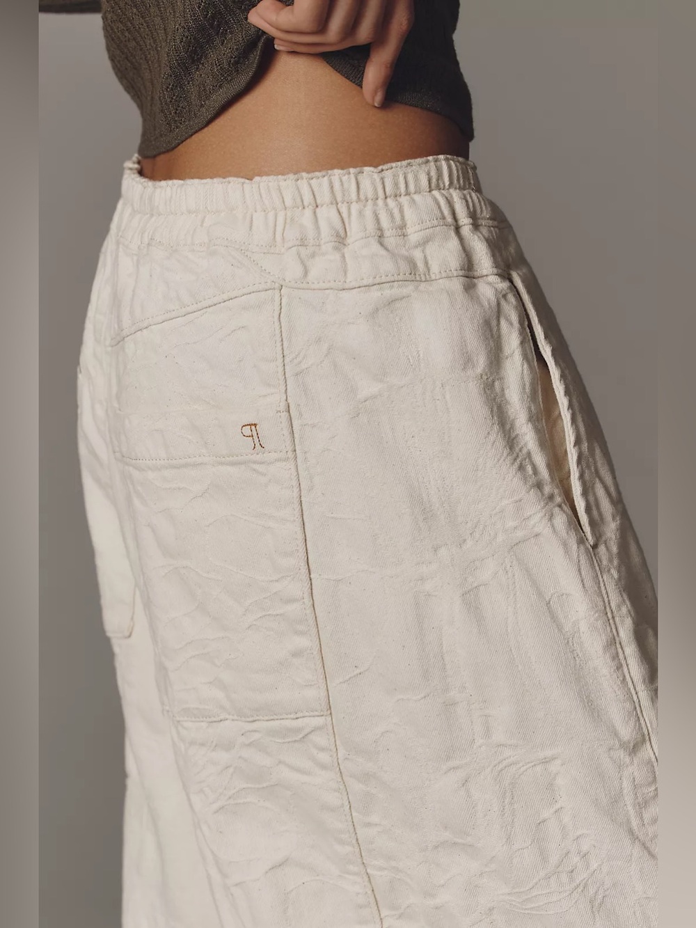 NWT Anthropologie The Izzie Relaxed Pull-On Barrel Pants by Pilcro Jacquard - Picture 3 of 8